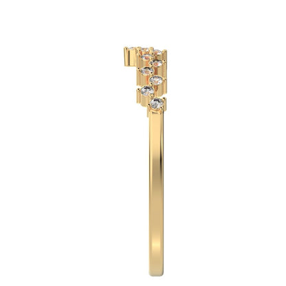 0.17Ct Round Cut Simulated Clear Diamond Constellation Stackable Half Eternity cluster 14K / 18K Solid Yellow Gold everyday wedding band