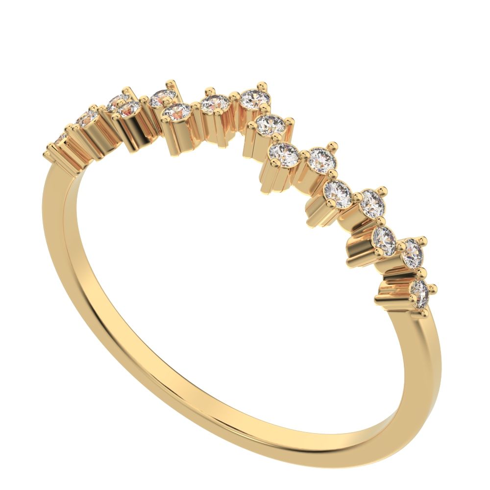 0.17Ct Round Cut Simulated Clear Diamond Constellation Stackable Half Eternity cluster 14K / 18K Solid Yellow Gold everyday wedding band