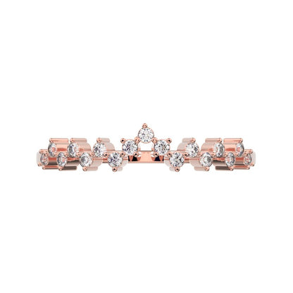 0.17Ct Round Cut Simulated Clear Diamond Constellation Stackable Half Eternity cluster 14K / 18K Solid Rose Gold everyday wedding band