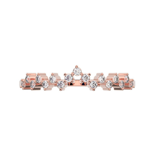 0.17Ct Round Cut Simulated Clear Diamond Constellation Stackable Half Eternity cluster 14K / 18K Solid Rose Gold everyday wedding band