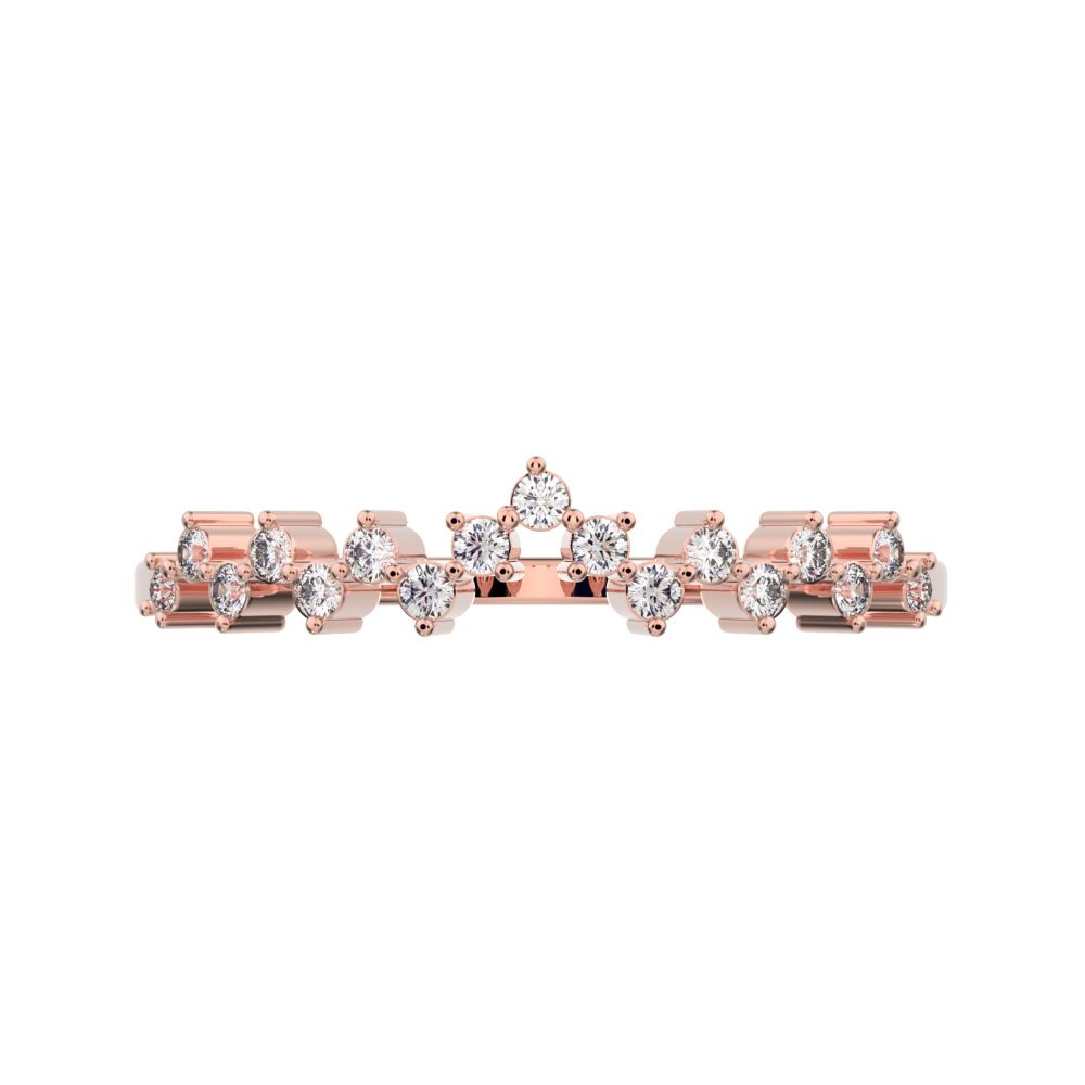 0.17Ct Round Cut Moissanite dainty Minimalist Constellation Stackable Half Eternity cluster 14K / 18K Solid Rose Gold everyday wedding band