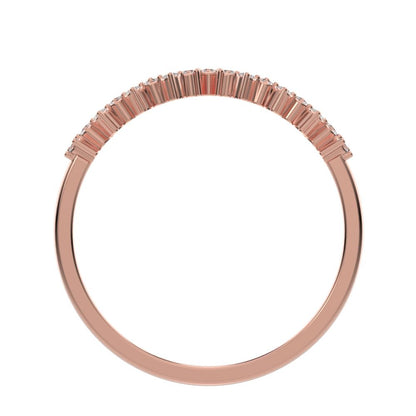 0.17Ct Round Cut Simulated Clear Diamond Constellation Stackable Half Eternity cluster 14K / 18K Solid Rose Gold everyday wedding band