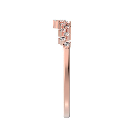0.17Ct Round Cut Moissanite dainty Minimalist Constellation Stackable Half Eternity cluster 14K / 18K Solid Rose Gold everyday wedding band