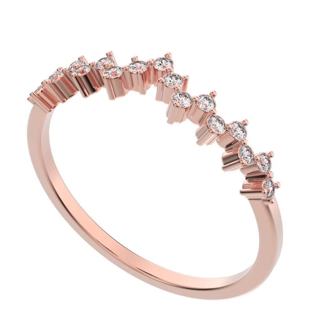 0.17Ct Round Cut Simulated Clear Diamond Constellation Stackable Half Eternity cluster 14K / 18K Solid Rose Gold everyday wedding band