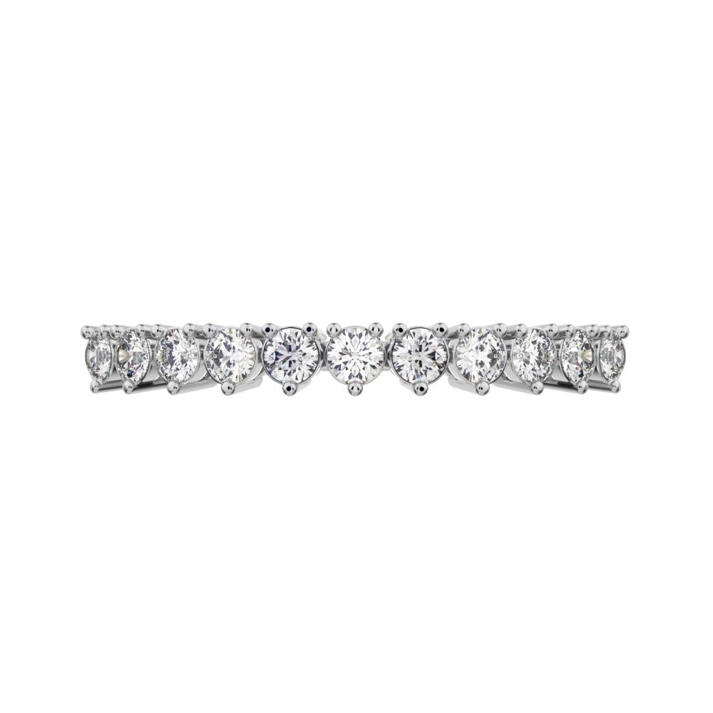 0.275Ct Round Cut Moissanite Minimalist Constellation Stackable Half Eternity cluster 14K / 18K Solid White Gold everyday wedding band