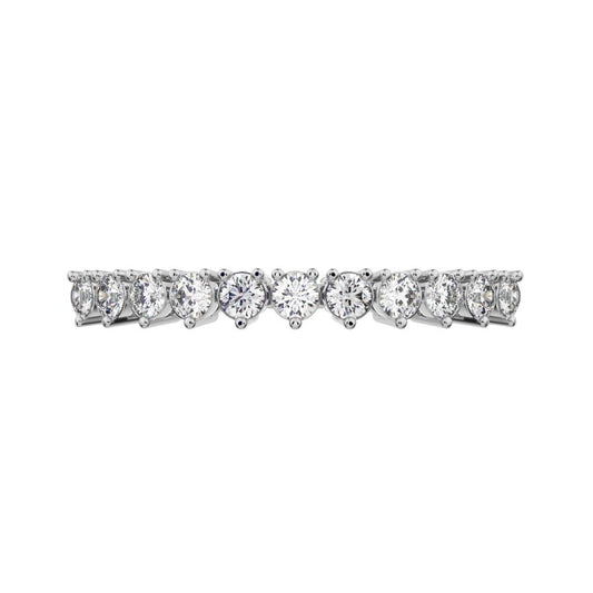 0.275Ct Round Cut Moissanite Minimalist Constellation Stackable Half Eternity cluster 14K / 18K Solid White Gold everyday wedding band