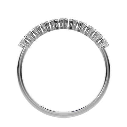 0.275Ct Round Cut Moissanite Minimalist Constellation Stackable Half Eternity cluster 14K / 18K Solid White Gold everyday wedding band