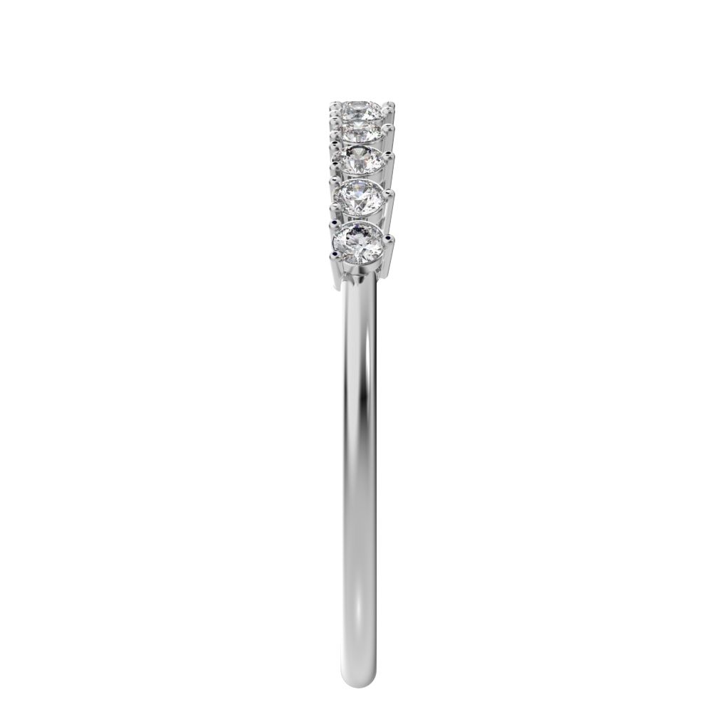 0.275Ct Round Cut Moissanite Minimalist Constellation Stackable Half Eternity cluster 14K / 18K Solid White Gold everyday wedding band