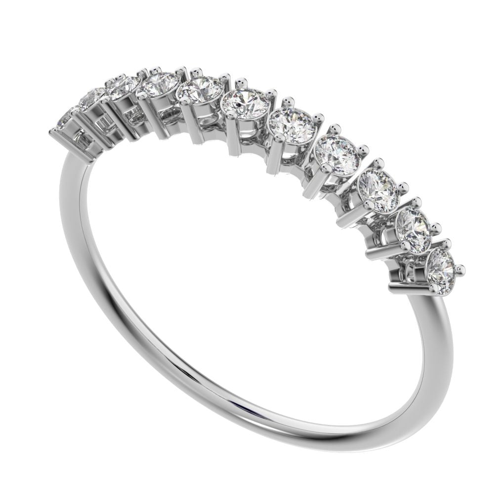 0.275Ct Round Cut Moissanite Minimalist Constellation Stackable Half Eternity cluster 14K / 18K Solid White Gold everyday wedding band