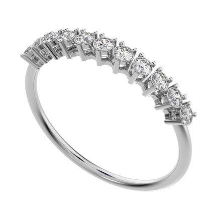 0.275Ct Round Cut Moissanite Minimalist Constellation Stackable Half Eternity cluster 14K / 18K Solid White Gold everyday wedding band