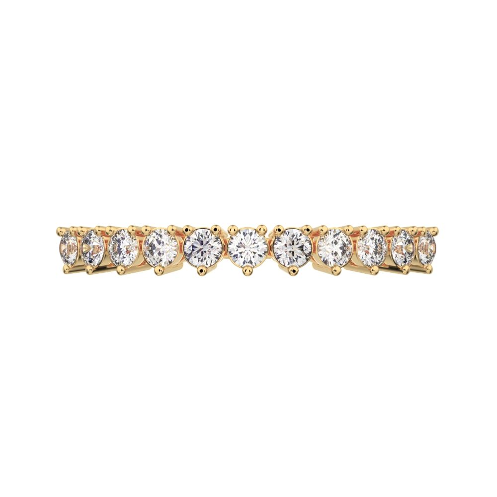 0.275Ct Round Cut Simulated Clear Diamond Constellation Stackable Half Eternity cluster 14K / 18K Solid Yellow Gold everyday wedding band