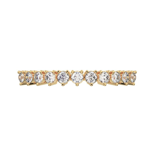 0.275Ct Round Cut Moissanite Minimalist Constellation Stackable Half Eternity cluster 14K / 18K Solid Yellow Gold everyday wedding band