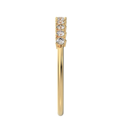 0.275Ct Round Cut Moissanite Minimalist Constellation Stackable Half Eternity cluster 14K / 18K Solid Yellow Gold everyday wedding band