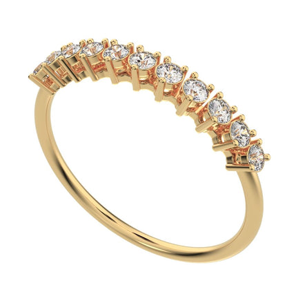 0.275Ct Round Cut Moissanite Minimalist Constellation Stackable Half Eternity cluster 14K / 18K Solid Yellow Gold everyday wedding band