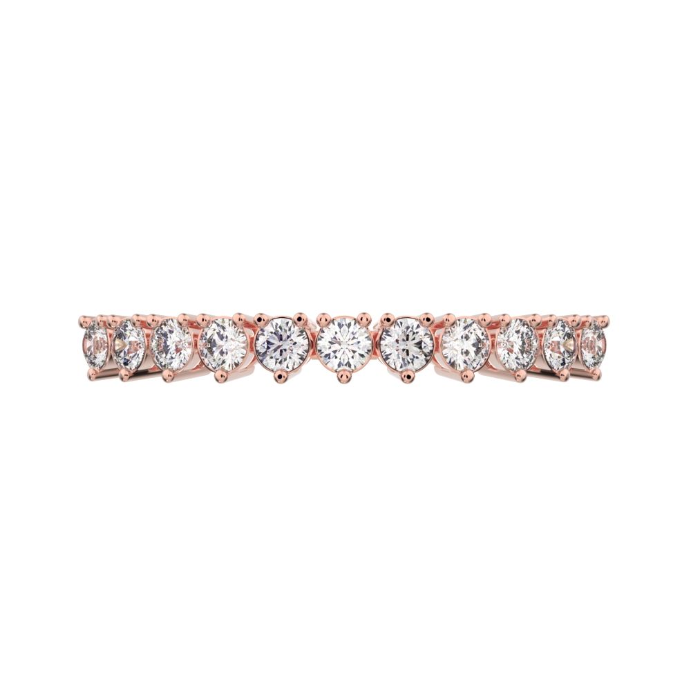 0.275Ct Round Cut Simulated Clear Diamond Constellation Stackable Half Eternity cluster 14K / 18K Solid Rose Gold everyday wedding band