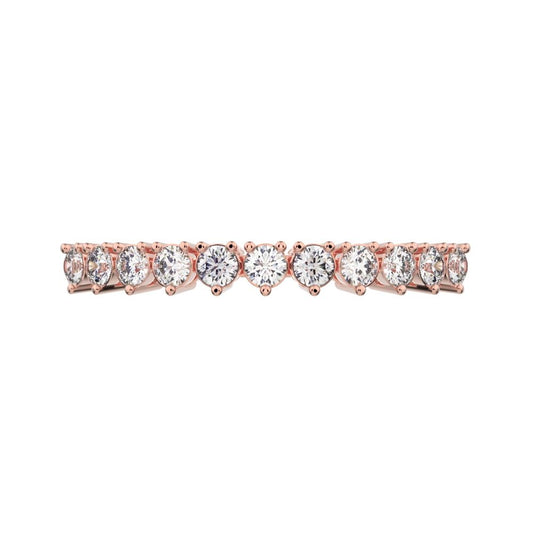 0.275Ct Round Cut Moissanite Minimalist Constellation Stackable Half Eternity cluster 14K / 18K Solid Rose Gold everyday wedding band
