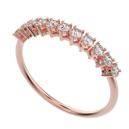 0.275Ct Round Cut Simulated Clear Diamond Constellation Stackable Half Eternity cluster 14K / 18K Solid Rose Gold everyday wedding band