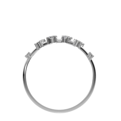 0.27Ct Round Cut Simulated Clear Diamond Split Shank eye infinity Constellation cluster 14K / 18K Solid White Gold everyday wedding band