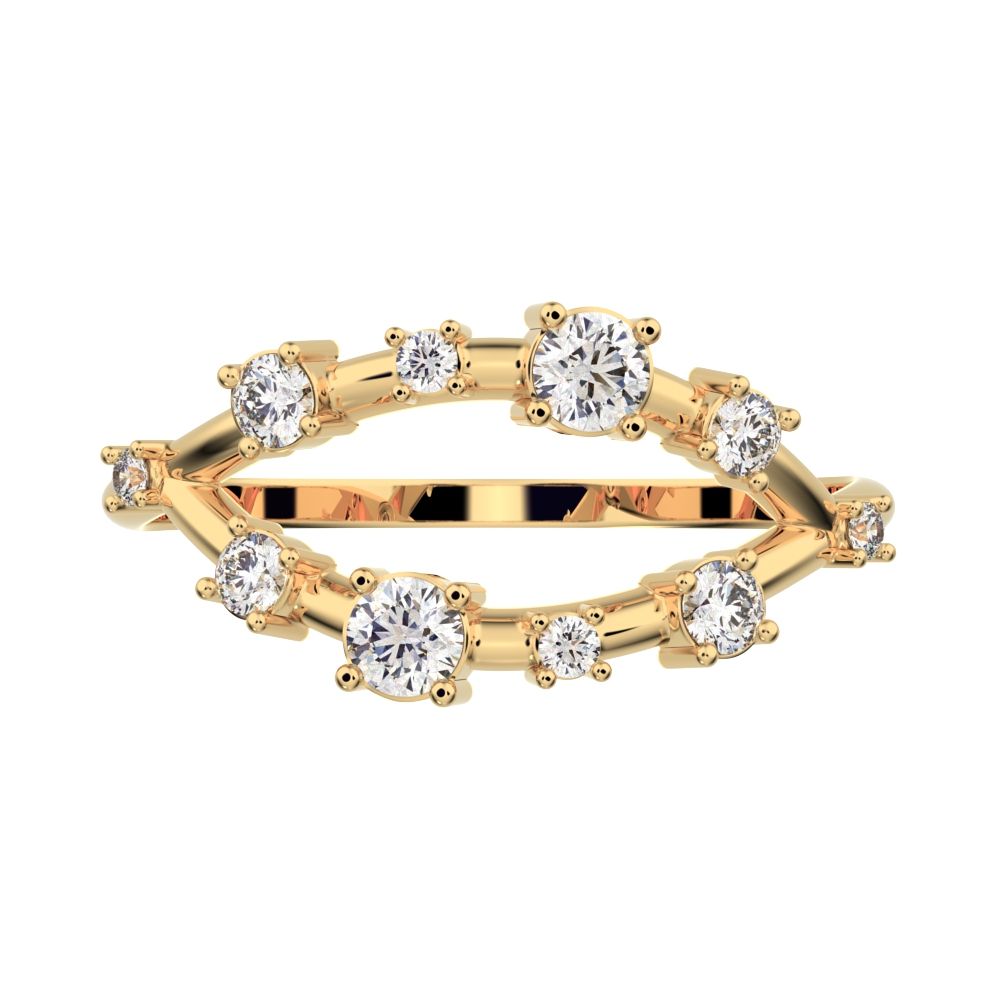 0.27Ct Round Cut Simulated Clear Diamond Split Shank eye infinity Constellation cluster 14K / 18K Solid Yellow Gold everyday wedding band