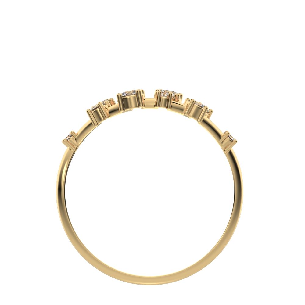 0.27Ct Round Cut Simulated Clear Diamond Split Shank eye infinity Constellation cluster 14K / 18K Solid Yellow Gold everyday wedding band