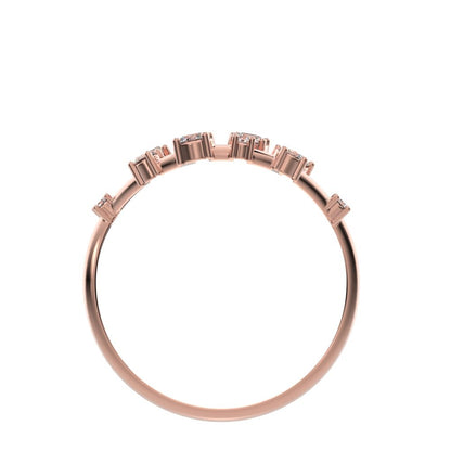 0.27Ct Round Cut Simulated Clear Diamond Split Shank eye infinity Constellation cluster 14K / 18K Solid Rose Gold everyday wedding band