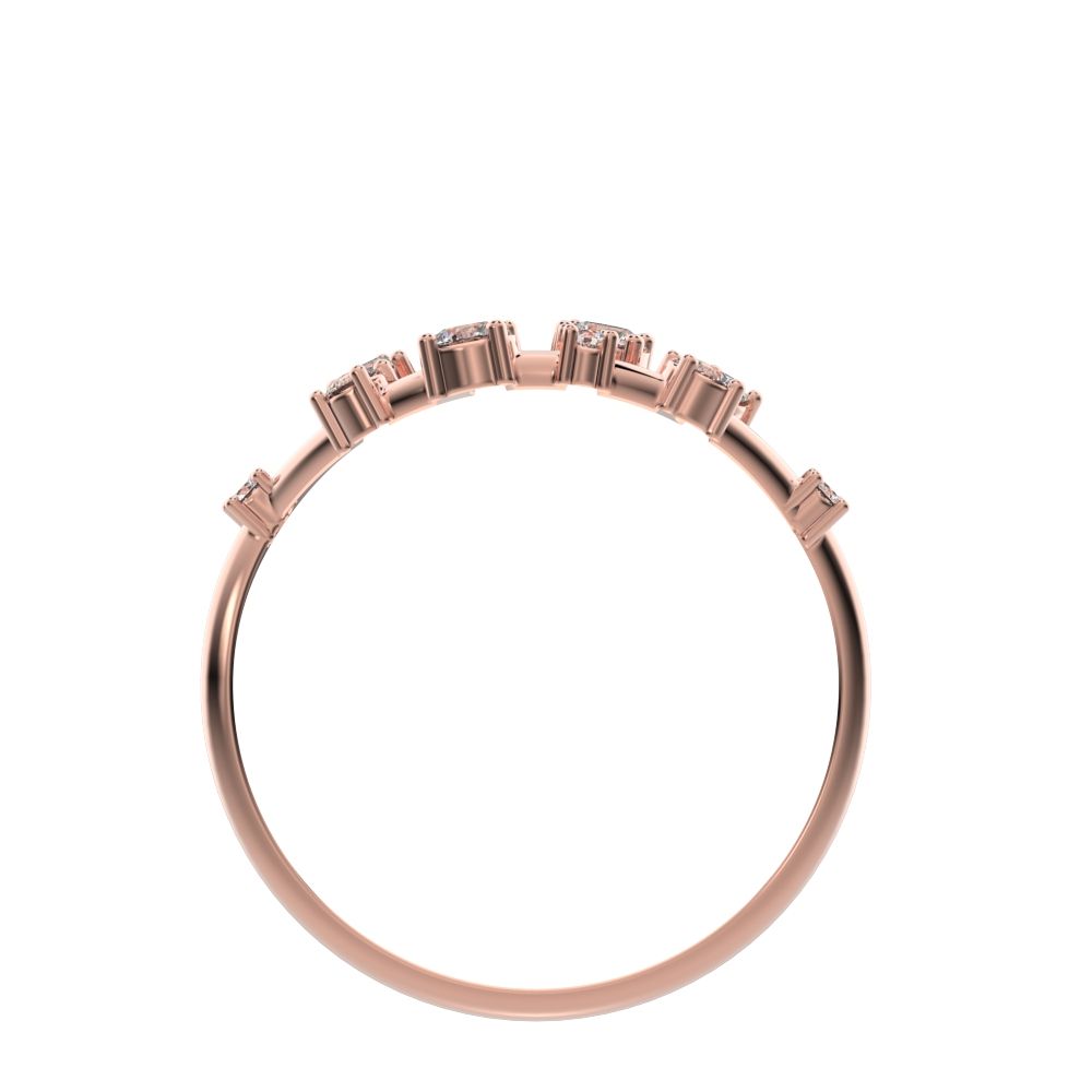 0.27Ct Round Cut Moissanite Minimalist Split Shank eye infinity Constellation cluster 14K / 18K Solid Rose Gold everyday wedding band