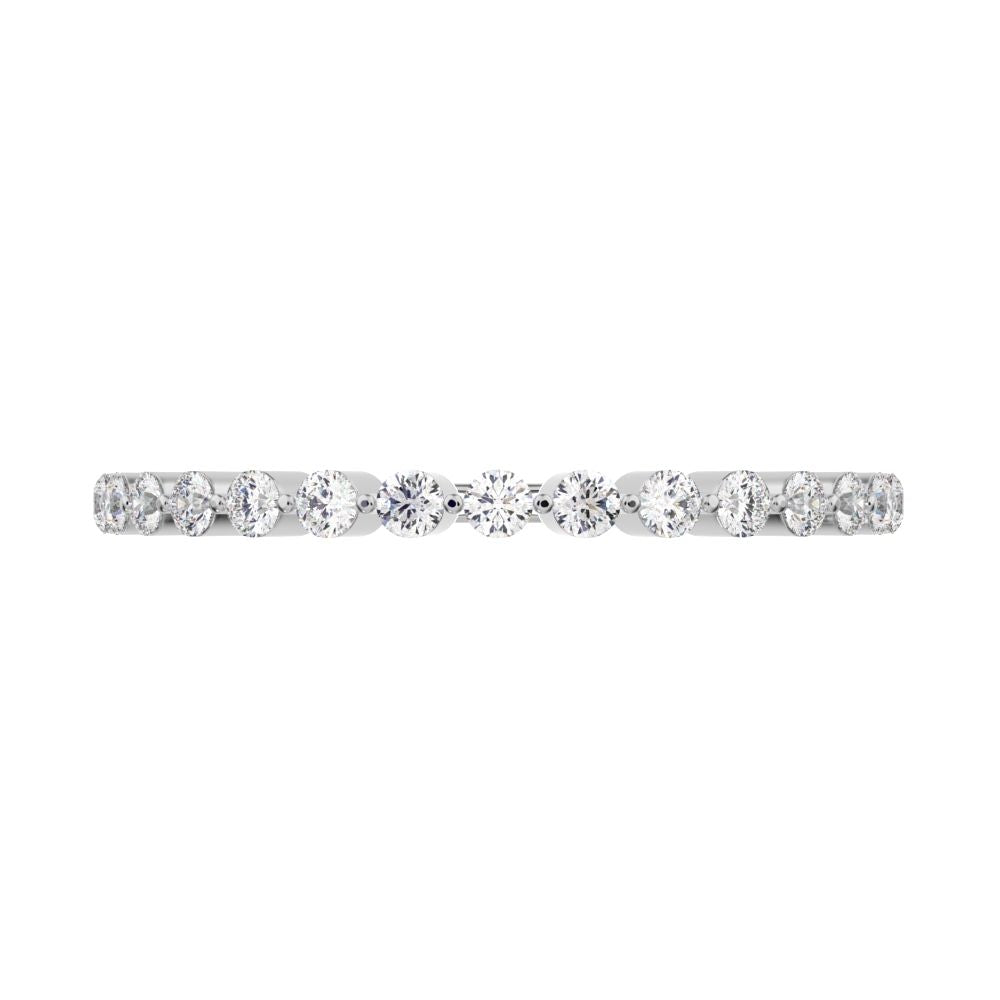 0.255Ct Round Cut Moissanite dainty Minimalist Constellation Stackable Half Eternity light 14K / 18K Solid White Gold everyday wedding band