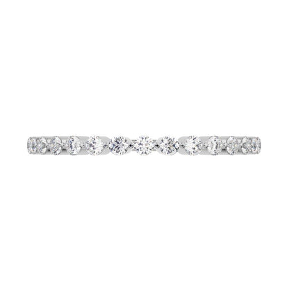 0.255Ct Round Cut Moissanite dainty Minimalist Constellation Stackable Half Eternity light 14K / 18K Solid White Gold everyday wedding band