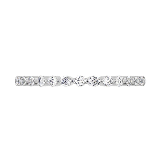 0.255Ct Round Cut Moissanite dainty Minimalist Constellation Stackable Half Eternity light 14K / 18K Solid White Gold everyday wedding band