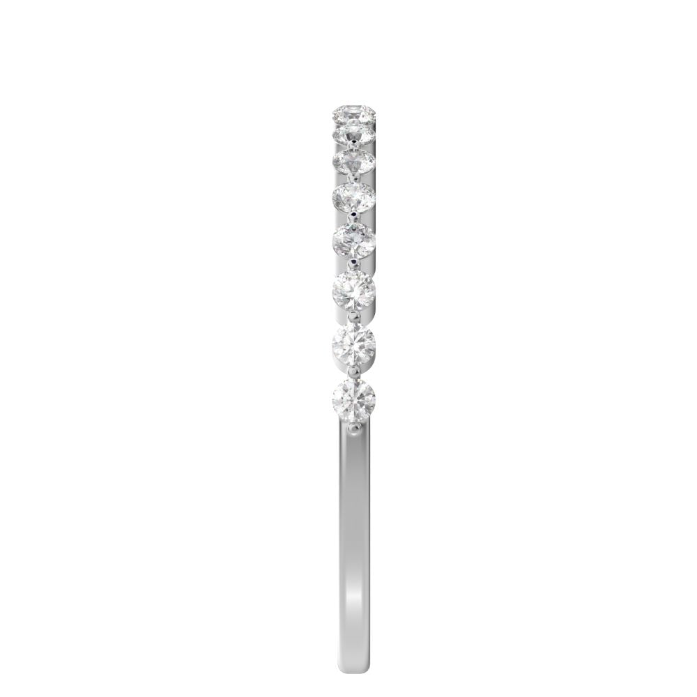 0.255Ct Round Cut Moissanite dainty Minimalist Constellation Stackable Half Eternity light 14K / 18K Solid White Gold everyday wedding band