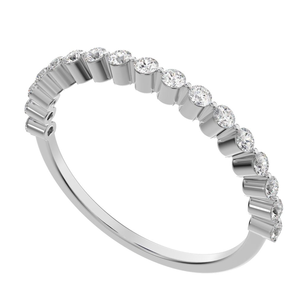 0.255Ct Round Cut Moissanite dainty Minimalist Constellation Stackable Half Eternity light 14K / 18K Solid White Gold everyday wedding band