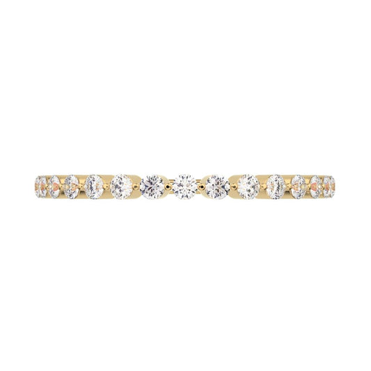 0.255Ct Round Cut Simulated Clear Diamond Constellation Stackable Half Eternity light 14K / 18K Solid Yellow Gold everyday wedding band