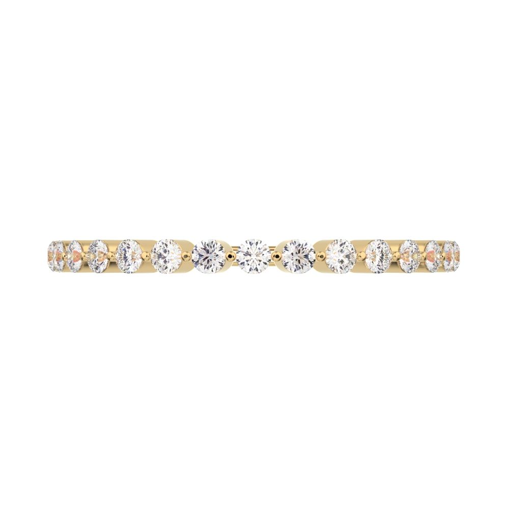 0.255Ct Round Cut Moissanite Minimalist Constellation Stackable Half Eternity light 14K / 18K Solid Yellow Gold everyday wedding band