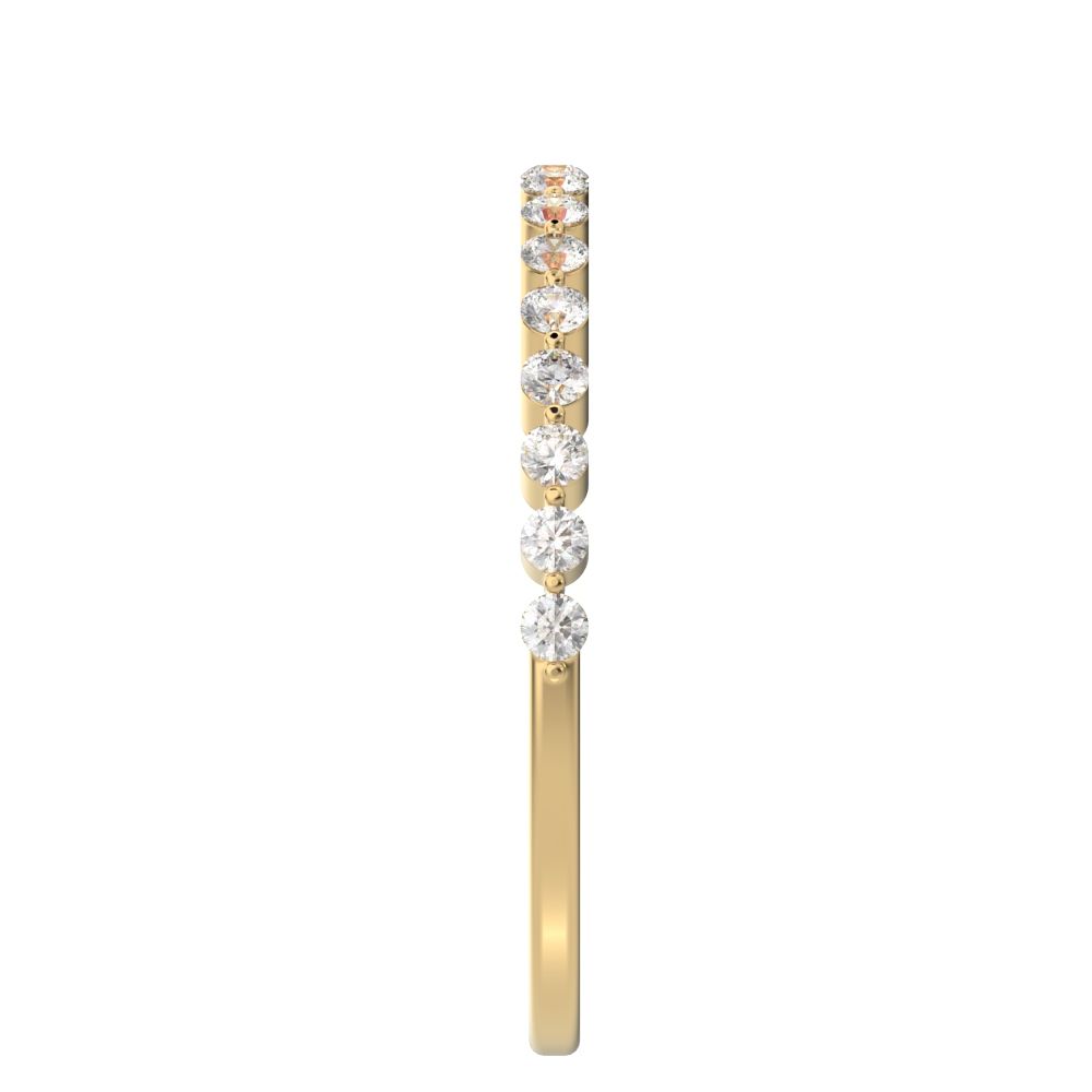 0.255Ct Round Cut Simulated Clear Diamond Constellation Stackable Half Eternity light 14K / 18K Solid Yellow Gold everyday wedding band
