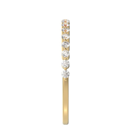 0.255Ct Round Cut Simulated Clear Diamond Constellation Stackable Half Eternity light 14K / 18K Solid Yellow Gold everyday wedding band