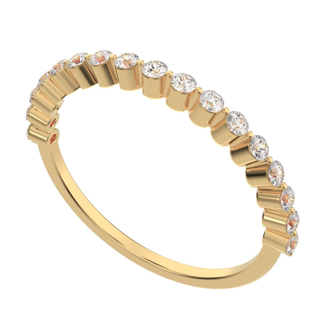 0.255Ct Round Cut Simulated Clear Diamond Constellation Stackable Half Eternity light 14K / 18K Solid Yellow Gold everyday wedding band