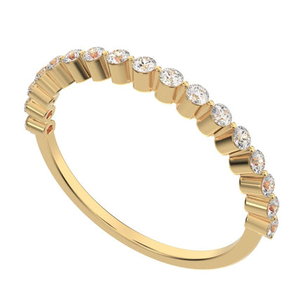 0.255Ct Round Cut Moissanite Minimalist Constellation Stackable Half Eternity light 14K / 18K Solid Yellow Gold everyday wedding band