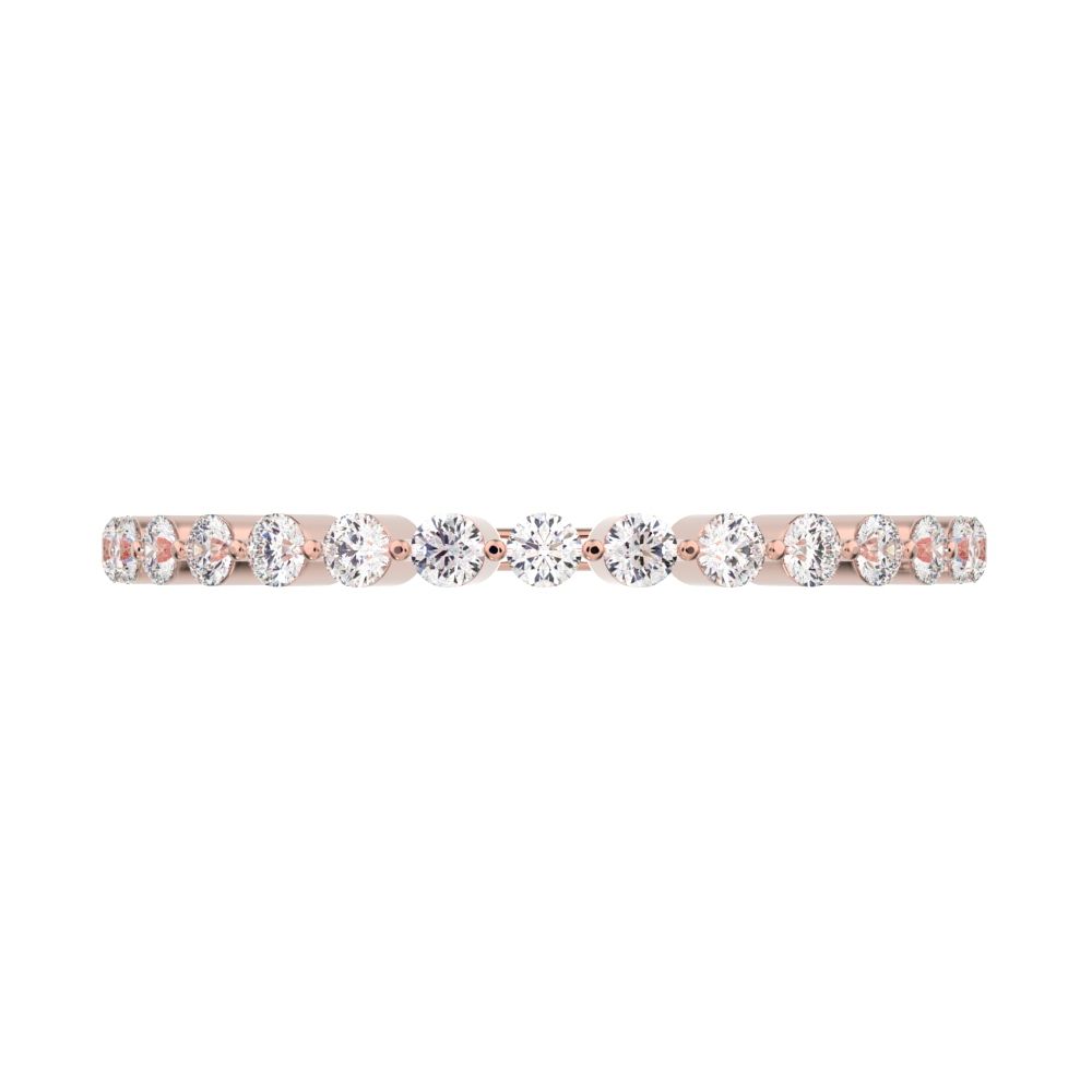 0.255Ct Round Cut Simulated Clear Diamond Constellation Stackable Half Eternity light 14K / 18K Solid Rose Gold everyday wedding band