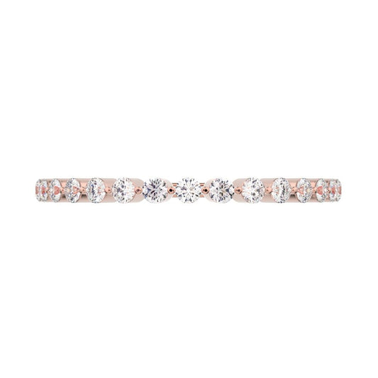 0.255Ct Round Cut Simulated Clear Diamond Constellation Stackable Half Eternity light 14K / 18K Solid Rose Gold everyday wedding band