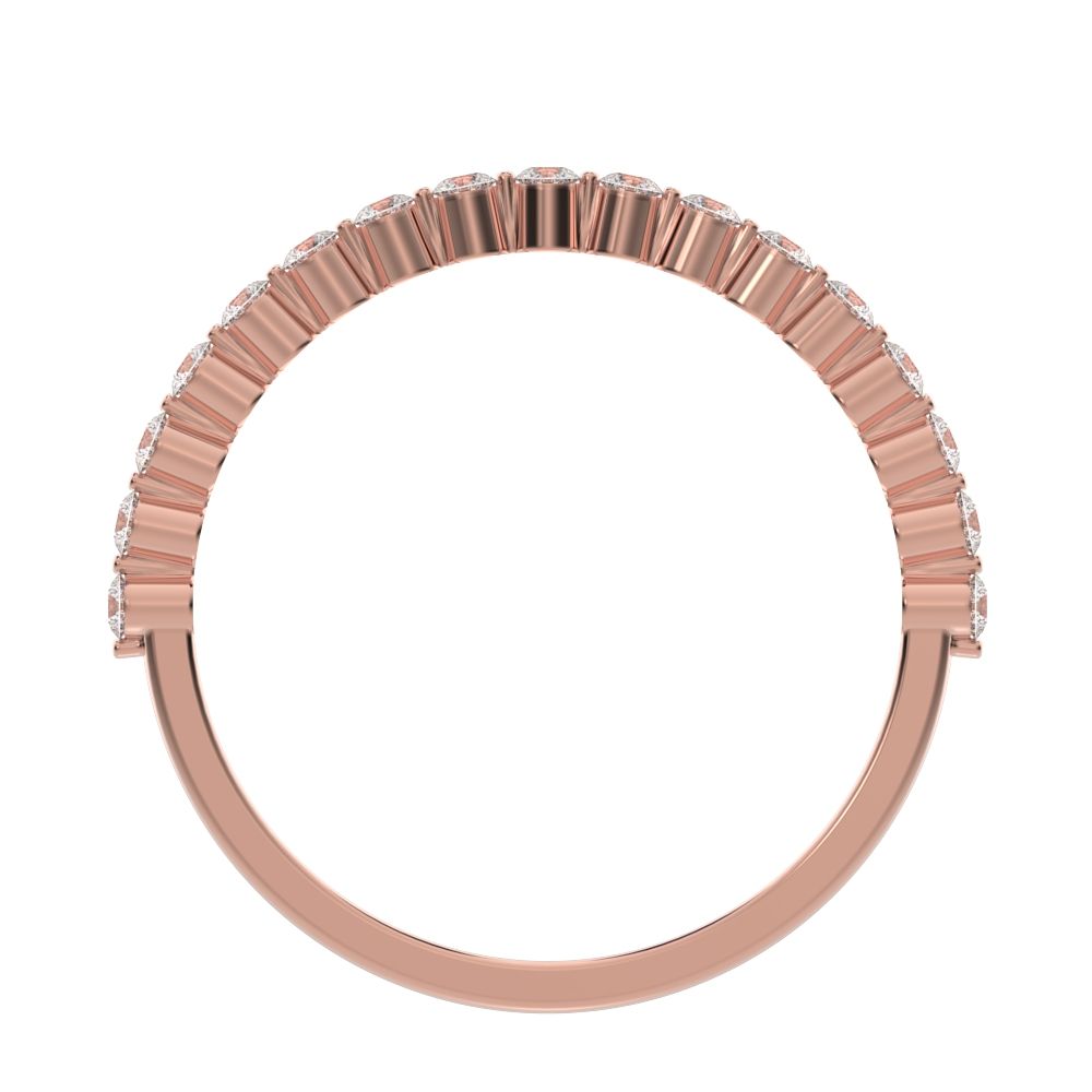 0.255Ct Round Cut Simulated Clear Diamond Constellation Stackable Half Eternity light 14K / 18K Solid Rose Gold everyday wedding band
