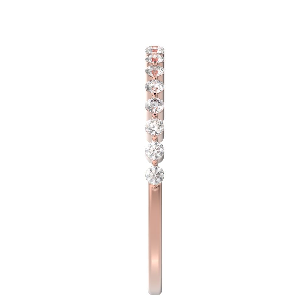 0.255 ct Round Cut Moissanite dainty Minimalist Constellation Stackable Half Eternity light 14K / 18K Solid Rose Gold everyday wedding band