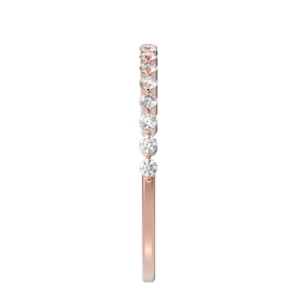 0.255 ct Round Cut Moissanite dainty Minimalist Constellation Stackable Half Eternity light 14K / 18K Solid Rose Gold everyday wedding band
