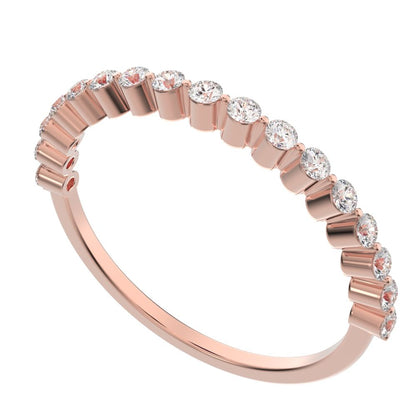 0.255 ct Round Cut Moissanite dainty Minimalist Constellation Stackable Half Eternity light 14K / 18K Solid Rose Gold everyday wedding band