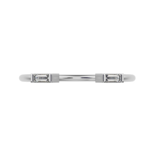 0.12Ct Baguette Cut Simulated Clear Diamond dainty Minimalist 2 stone adjustable stackable 14K / 18K Solid White Gold everyday wedding band