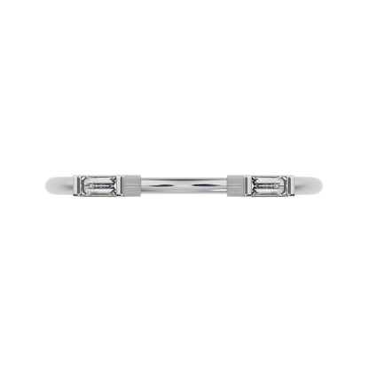0.12 ct Baguette Cut Moissanite dainty Minimalist 2 stone adjustable stackable light 14K / 18K Solid White Gold everyday wedding band