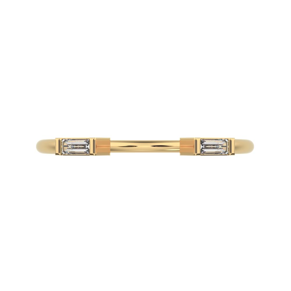 0.12Ct Baguette Cut Simulated Clear Diamond Minimalist 2 stone adjustable stackable 14K / 18K Solid Yellow Gold everyday wedding band