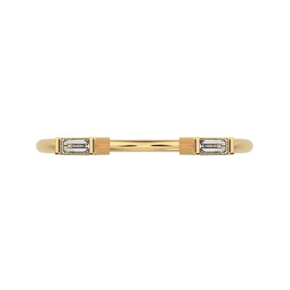 0.12 ct Baguette Cut Moissanite dainty Minimalist 2 stone adjustable stackable light 14K / 18K Solid Yellow Gold everyday wedding band