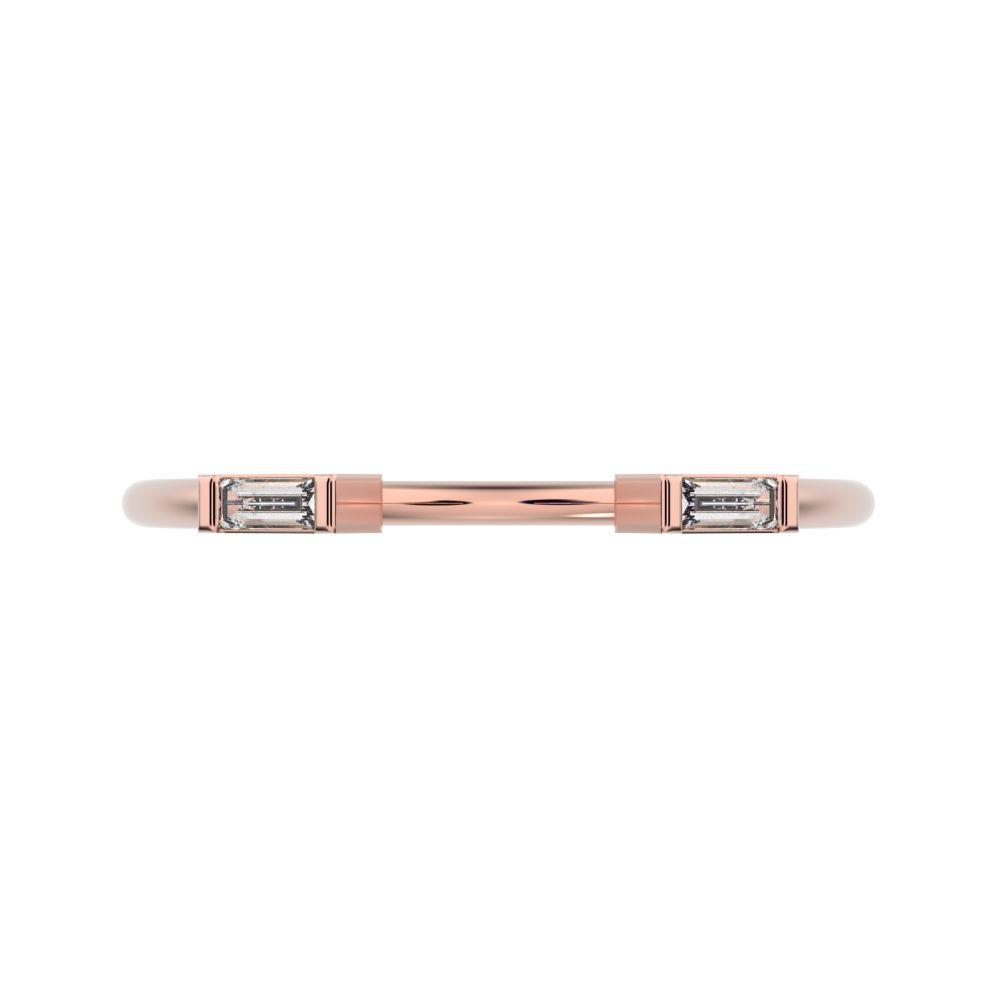 0.12 ct Baguette Cut Moissanite dainty Minimalist 2 stone adjustable stackable light 14K / 18K Solid Rose Gold everyday wedding band
