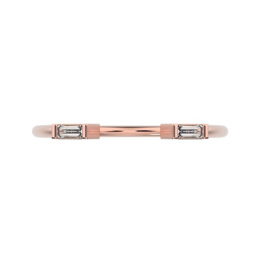 0.12 ct Baguette Cut Moissanite dainty Minimalist 2 stone adjustable stackable light 14K / 18K Solid Rose Gold everyday wedding band