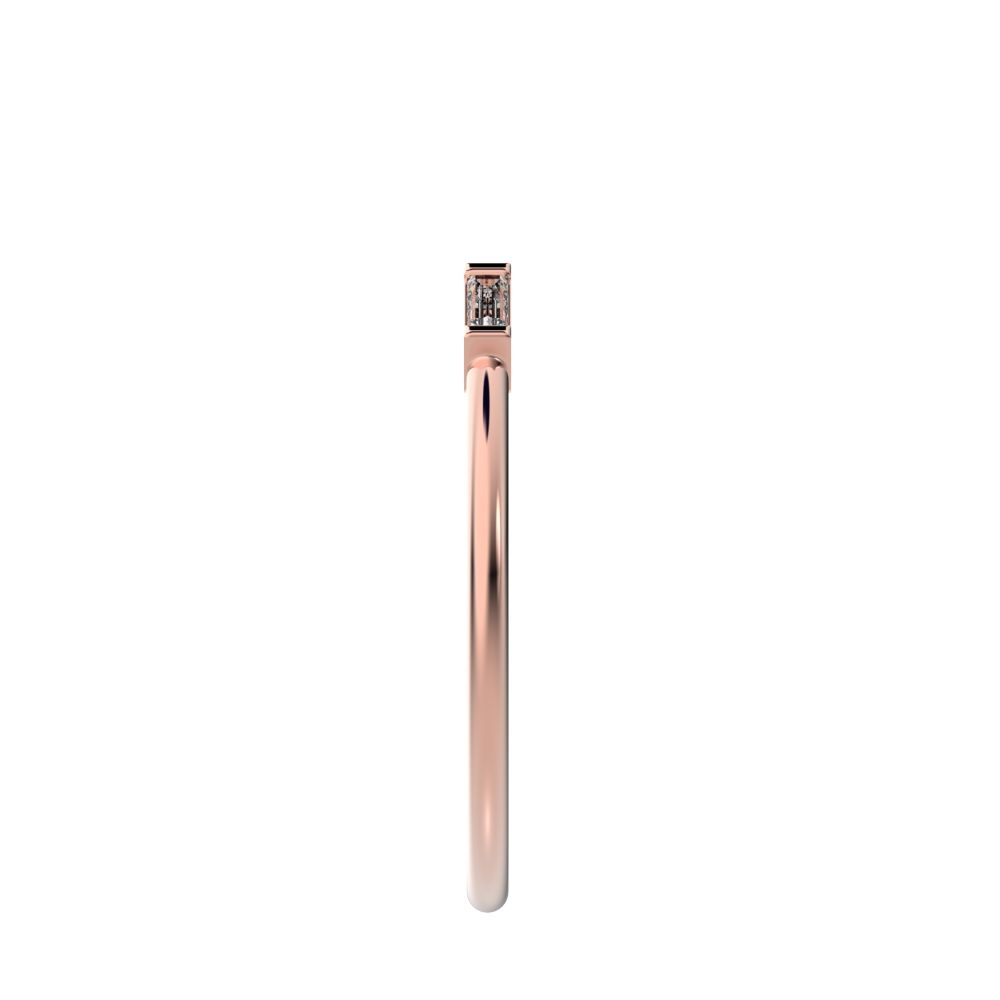 0.12 ct Baguette Cut Moissanite dainty Minimalist 2 stone adjustable stackable light 14K / 18K Solid Rose Gold everyday wedding band